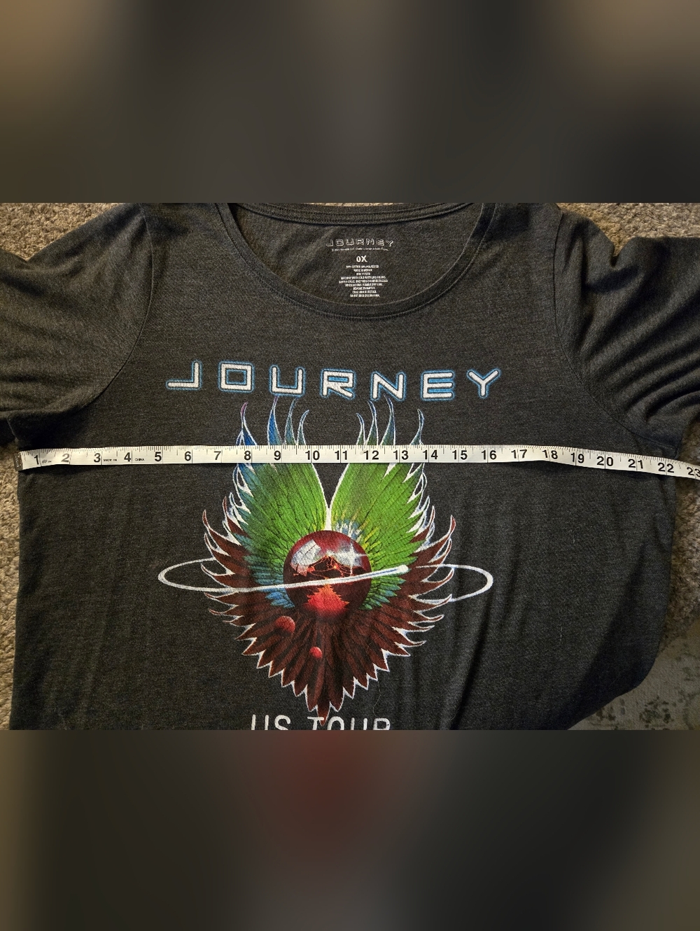 Journey US Tour 1979 Graphic Tee - Dark Gray with Multicolor Wing Graphic Sz 0X - Picture 4 of 5
